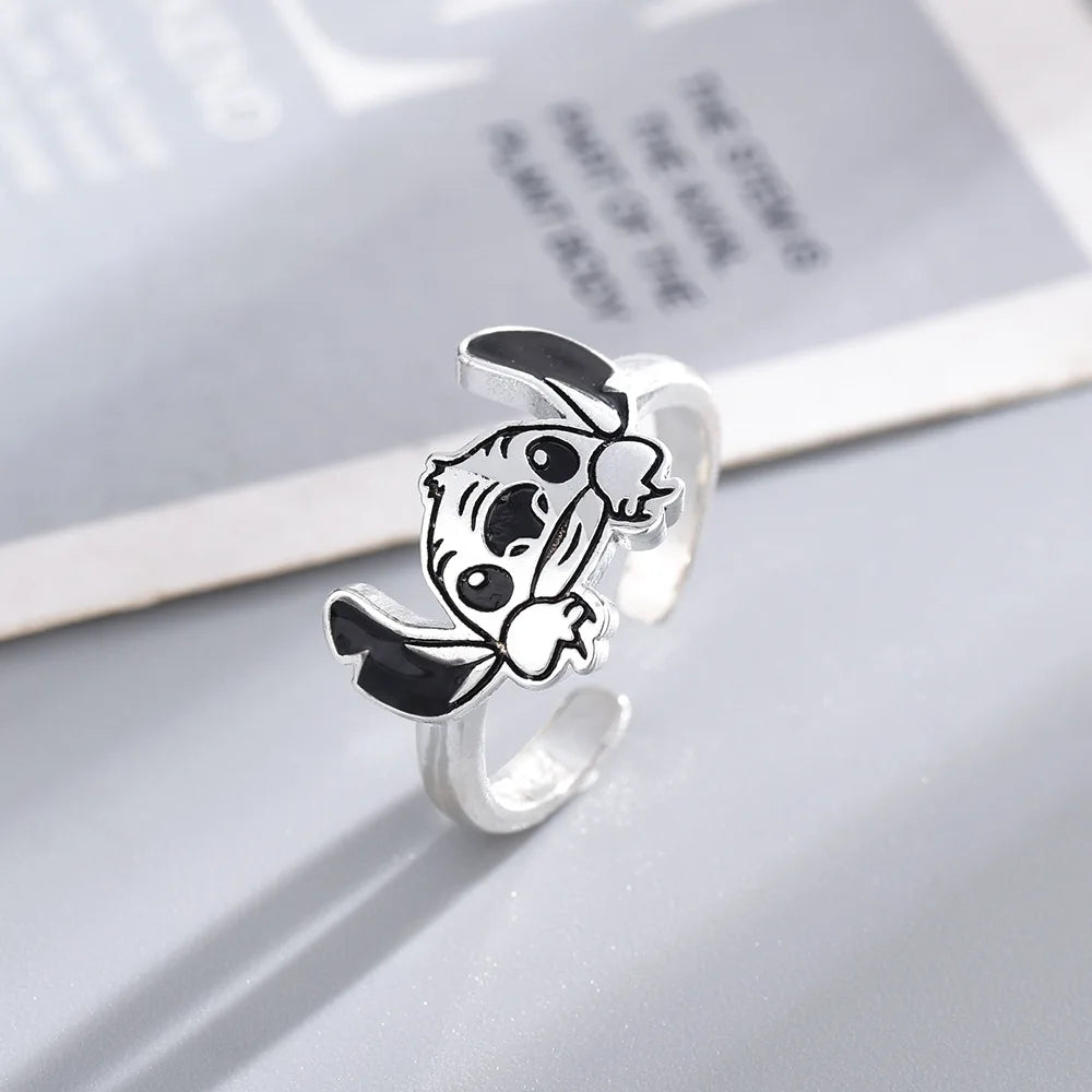 New Cartoon Disney Stitch Ring Cute Pattern Anime Protagonist Glue-Dripping Seiko Opening Adjustable Ring Toys Girls Gift