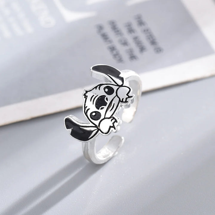 New Cartoon Disney Stitch Ring Cute Pattern Anime Protagonist Glue-Dripping Seiko Opening Adjustable Ring Toys Girls Gift