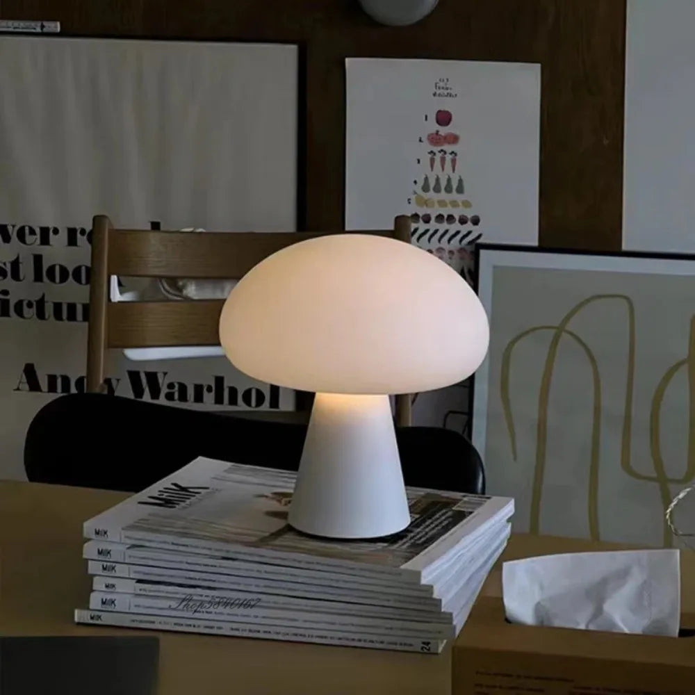 Modern Mushroom Desk Lamp USB Rechargeable Dimmable Living Room Study Desktop Bedroom Office LED Decorative Ambiance Lighting