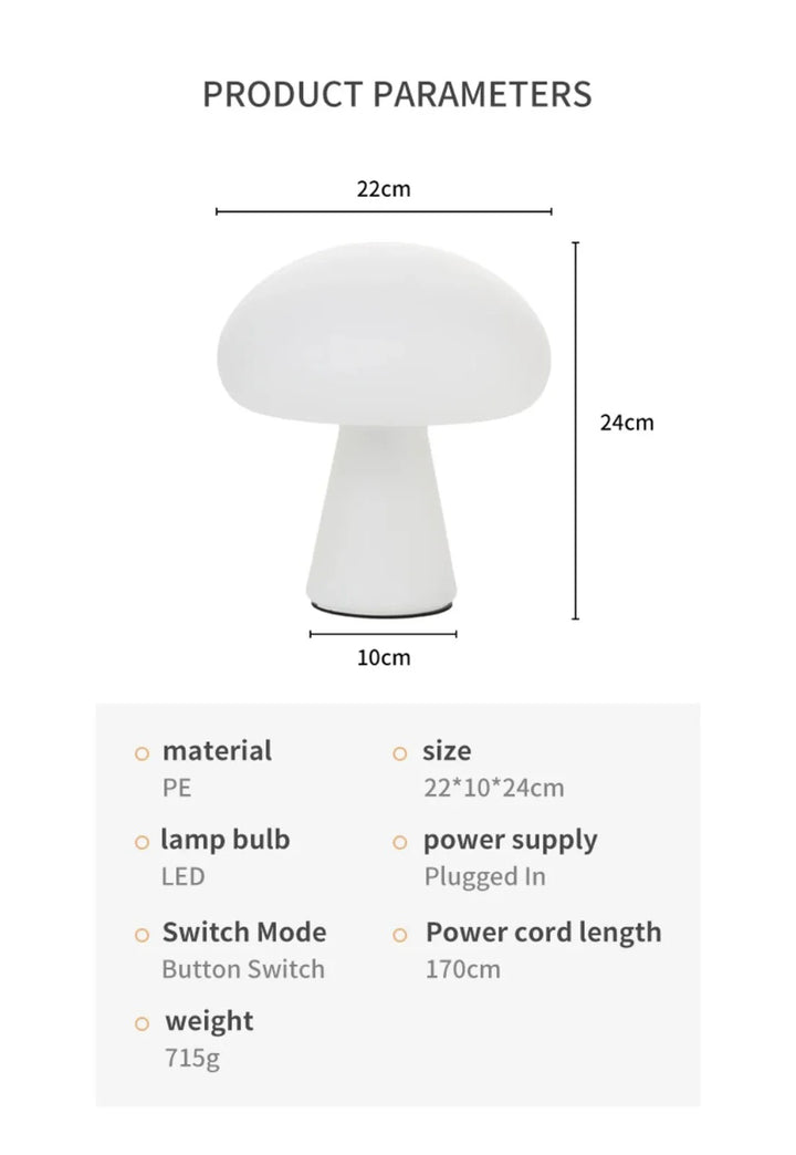 Modern Mushroom Desk Lamp USB Rechargeable Dimmable Living Room Study Desktop Bedroom Office LED Decorative Ambiance Lighting
