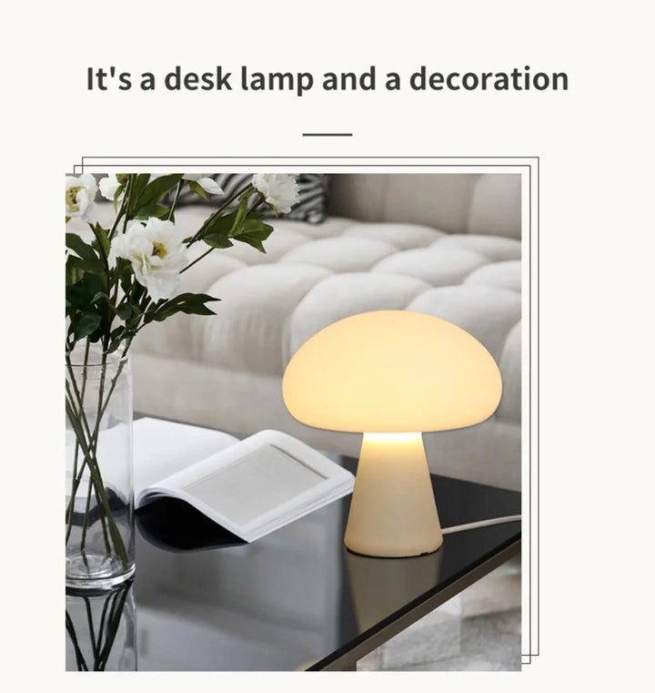 Modern Mushroom Desk Lamp USB Rechargeable Dimmable Living Room Study Desktop Bedroom Office LED Decorative Ambiance Lighting