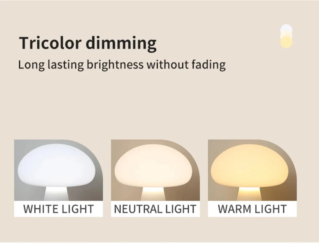 Modern Mushroom Desk Lamp USB Rechargeable Dimmable Living Room Study Desktop Bedroom Office LED Decorative Ambiance Lighting