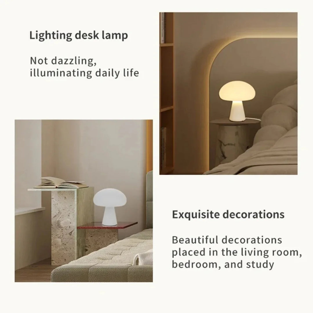 Modern Mushroom Desk Lamp USB Rechargeable Dimmable Living Room Study Desktop Bedroom Office LED Decorative Ambiance Lighting