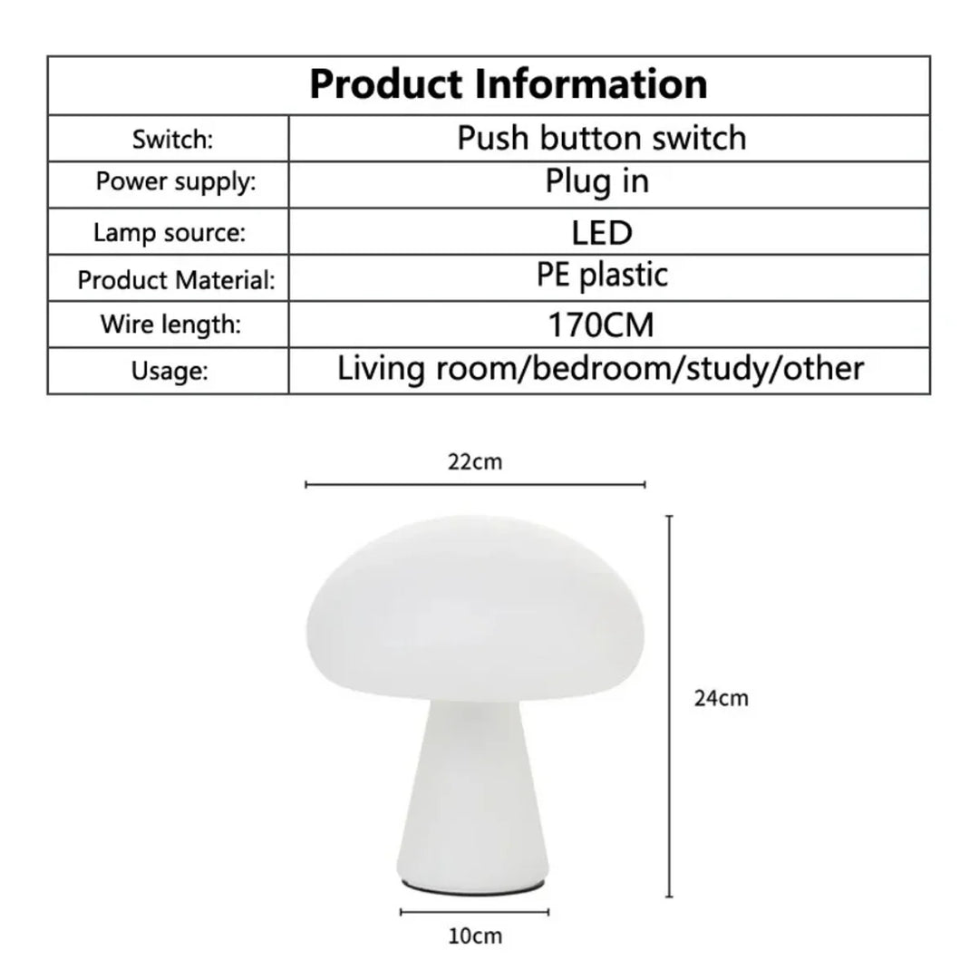 Modern Mushroom Desk Lamp USB Rechargeable Dimmable Living Room Study Desktop Bedroom Office LED Decorative Ambiance Lighting