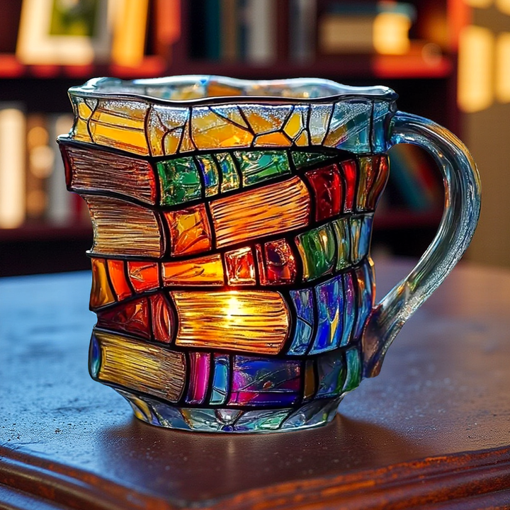 Whimsical 3D Book Stack Mug
